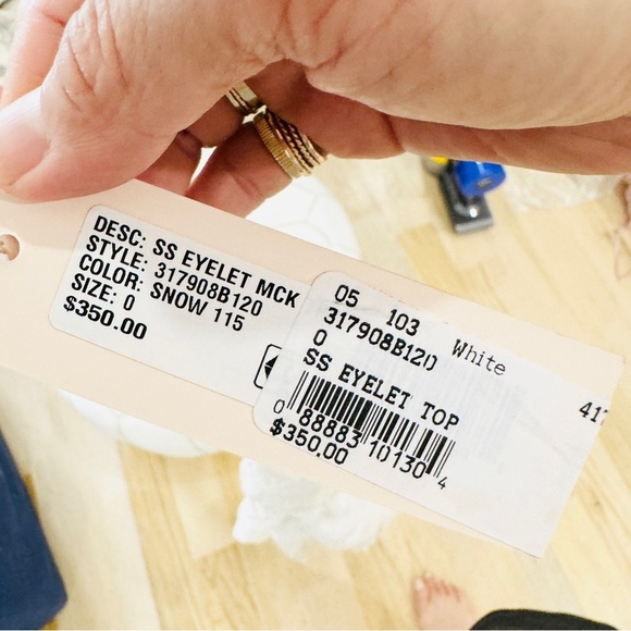 Rebecca Taylor 100% cotton BEAUTIFUL Victorian mock neck eyelet lace blouse NWT - Picture 14 of 14